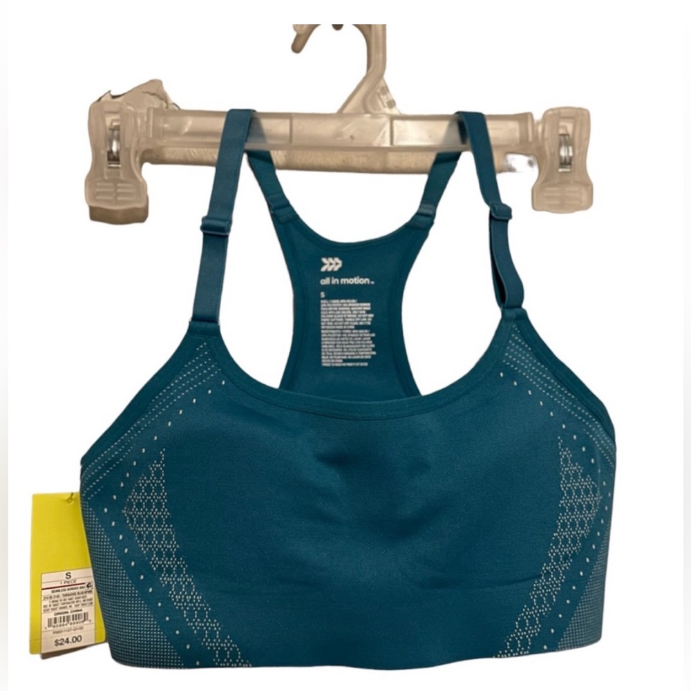 NWT Women's High Support Seamless Bonded Sports Bra -Size S -Turquoise Color